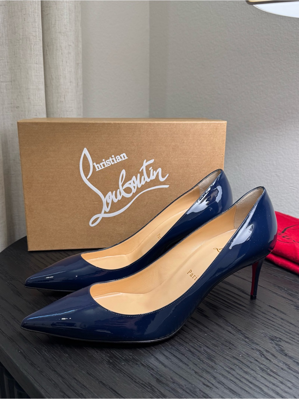 Christian Louboutin Decollete 70 Pumps Patent Navy 39.5